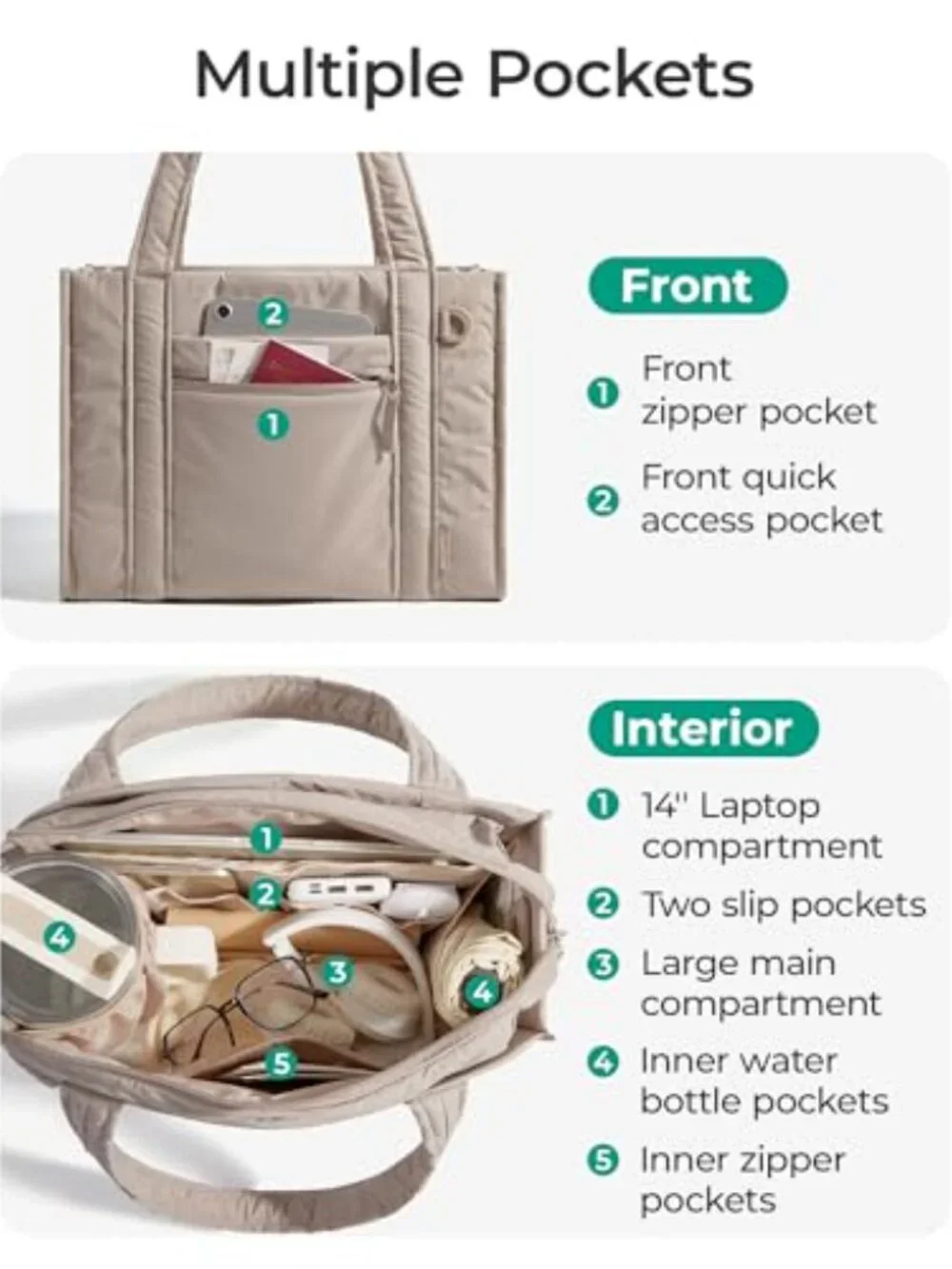 Crossbody Tote Bag with Laptop Compartment